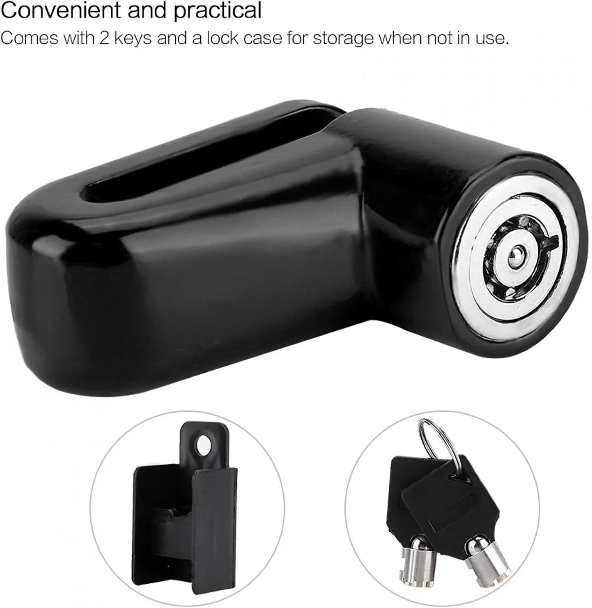 Disc Brake Lock | Anti-Theft Security for Bicycles & Motorcycles | Black/Red/Blue