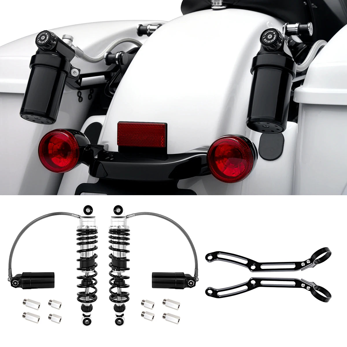 Harley Touring Rear Shocks | Remote Reservoir | 2014-2023 Fit