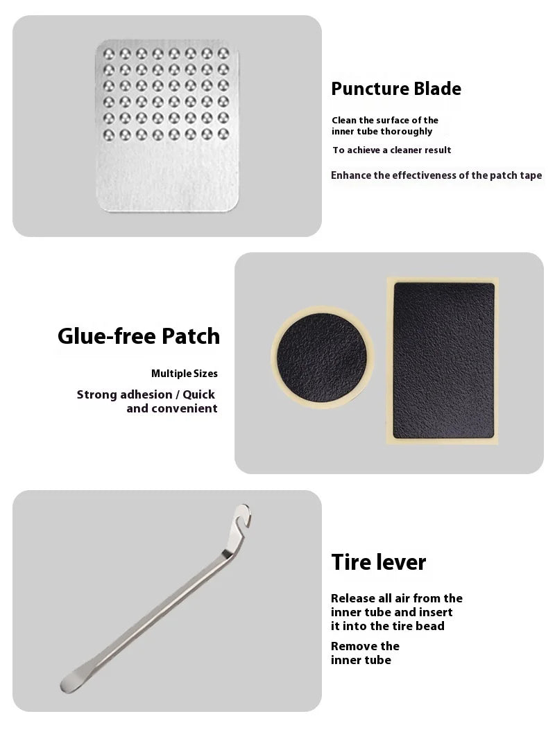 Self-Adhesive Bike Tire Patch Kit | Storage Box Included | Bicycle Tubes