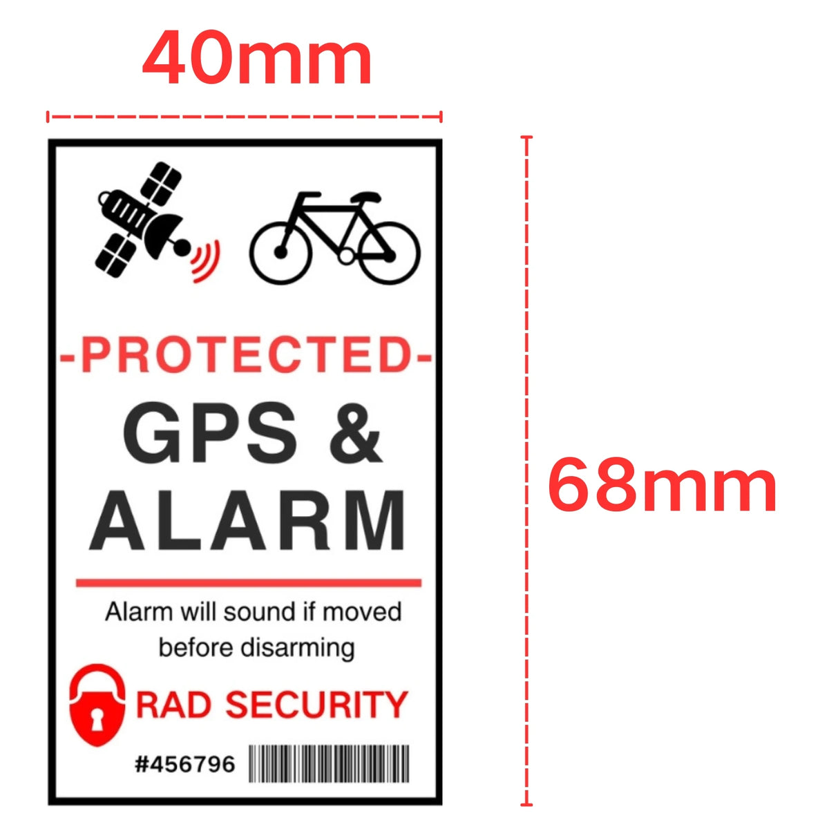 68mm * 40mm GPS Protected Tracking Warning Sticker Bicycle Bike Theft Prevention