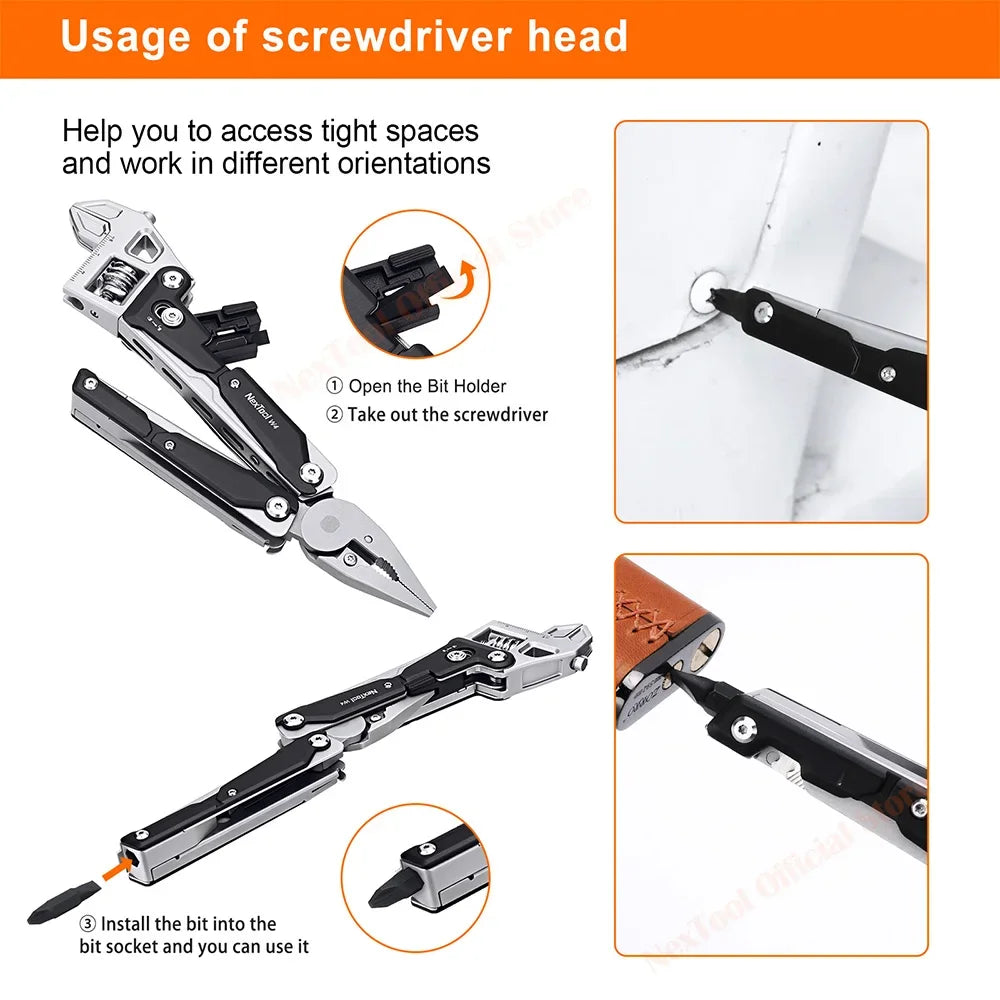 NexTool W4 11-in-1 Multitool | Wrench, Pliers & Knife | Trail Kit