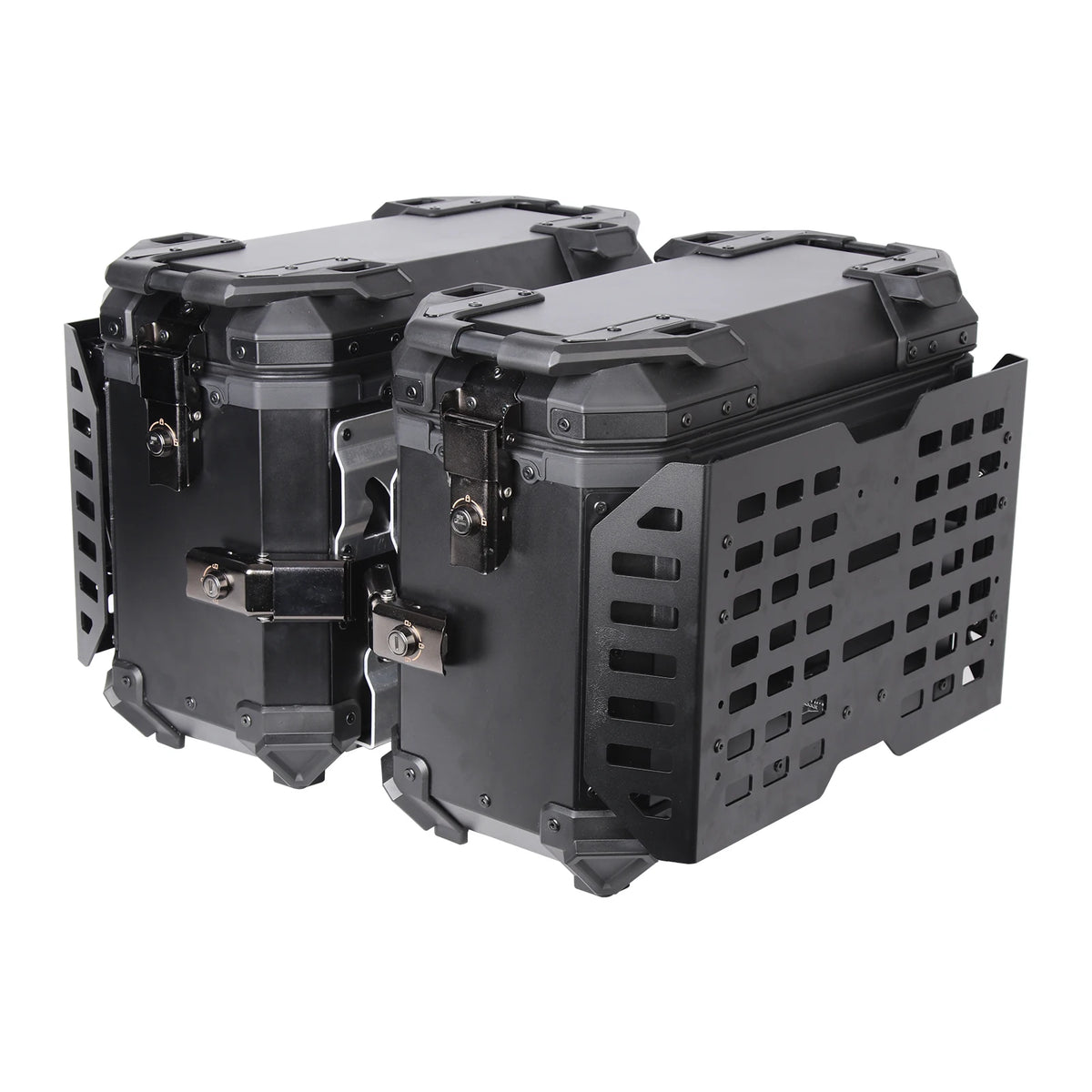 1 Pair 38L Folding Armored Motorcycle Side Box Aluminum Alloy Side Luggage Cases Quick Release Saddlebag Waterproof Toolbox