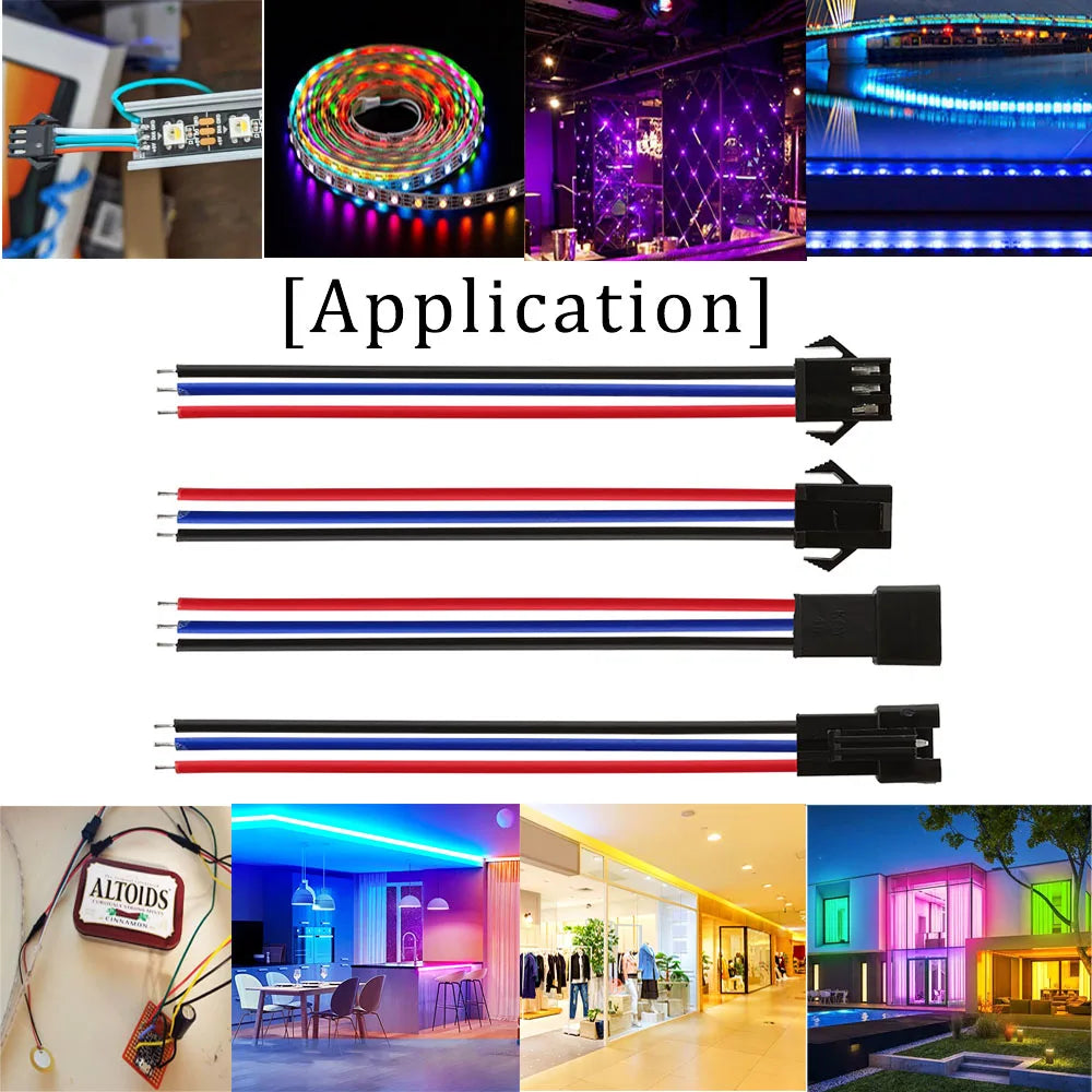JST SM LED Connector Cables | 2–6 Pin Male & Female | RGB Strip Light