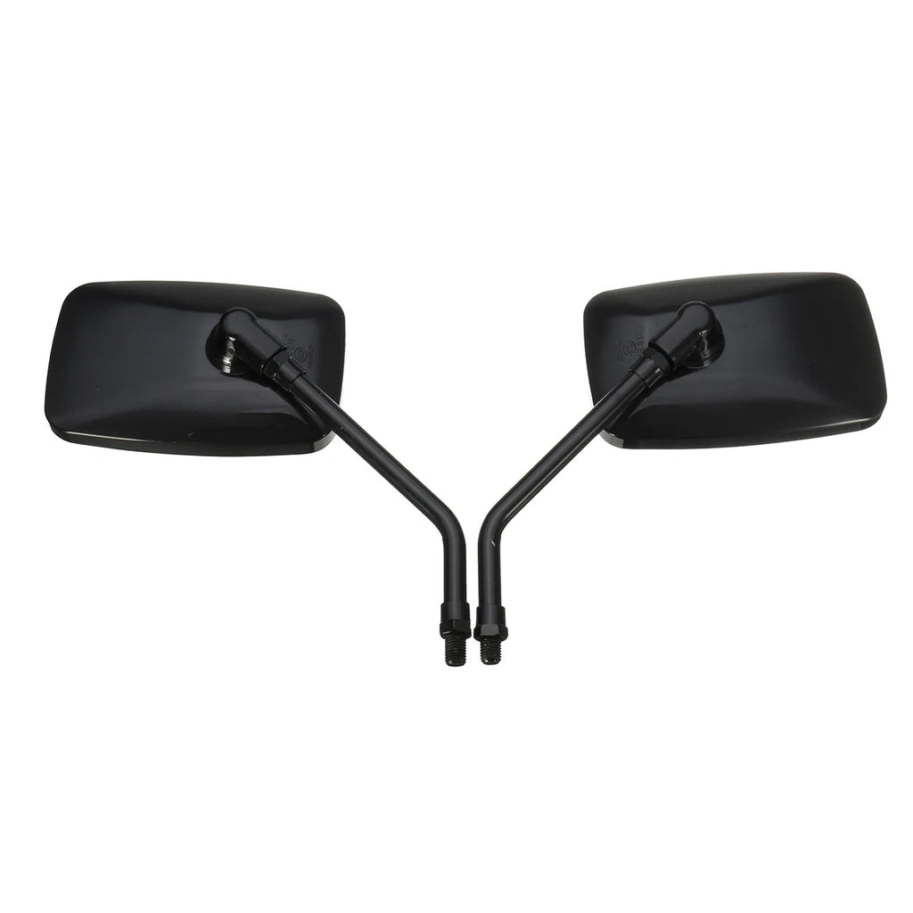Motorcycle Rearview Mirrors (Pair) | Black Rectangle, 10mm | Scooter & ATV