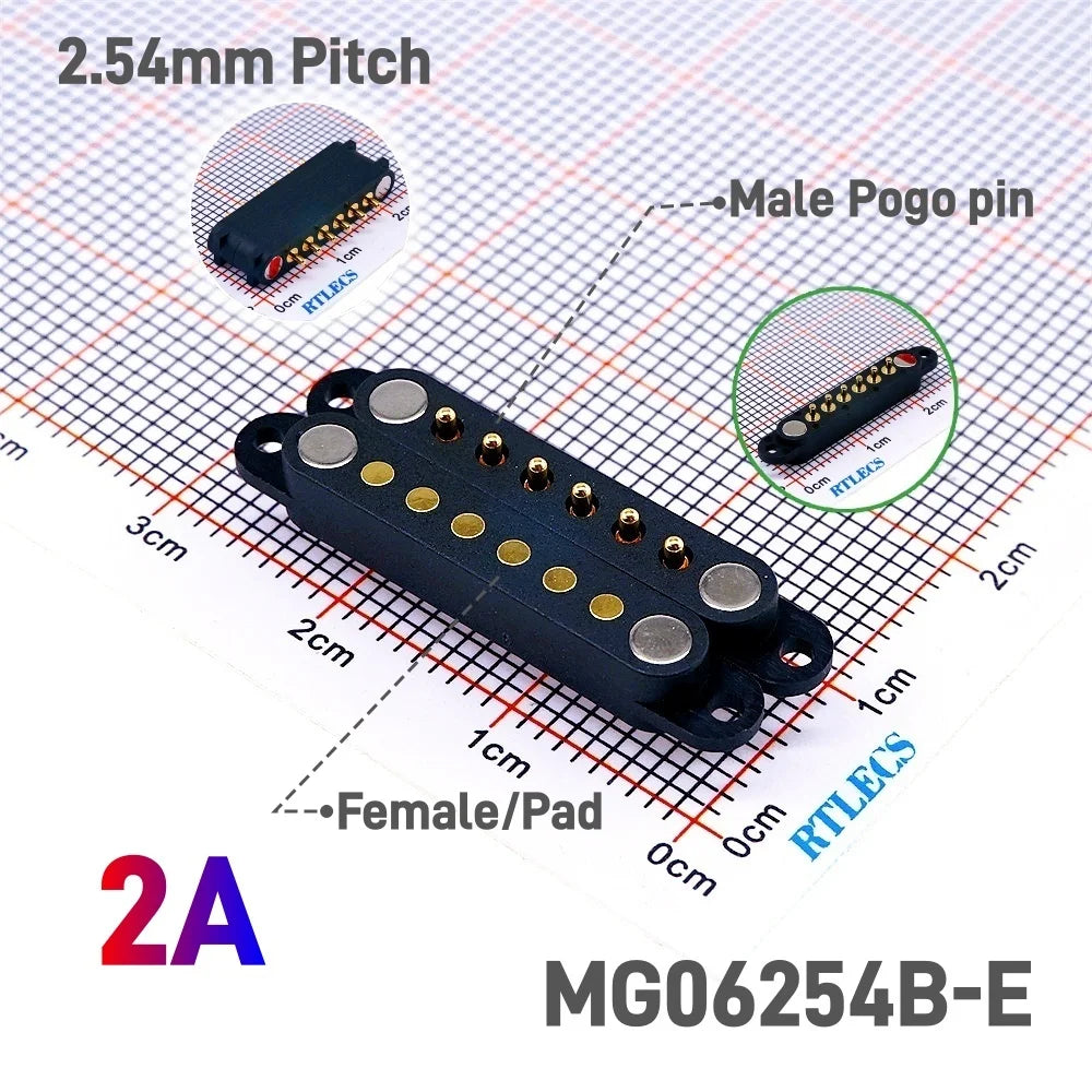 2A DC Magnetic Pogo Pin Connector 2Pin 3Pin 4 5 6 7 8 9 Pin Pogopin Male Female spacing 2.5/2.80mm Spring Loaded DC Power Socket
