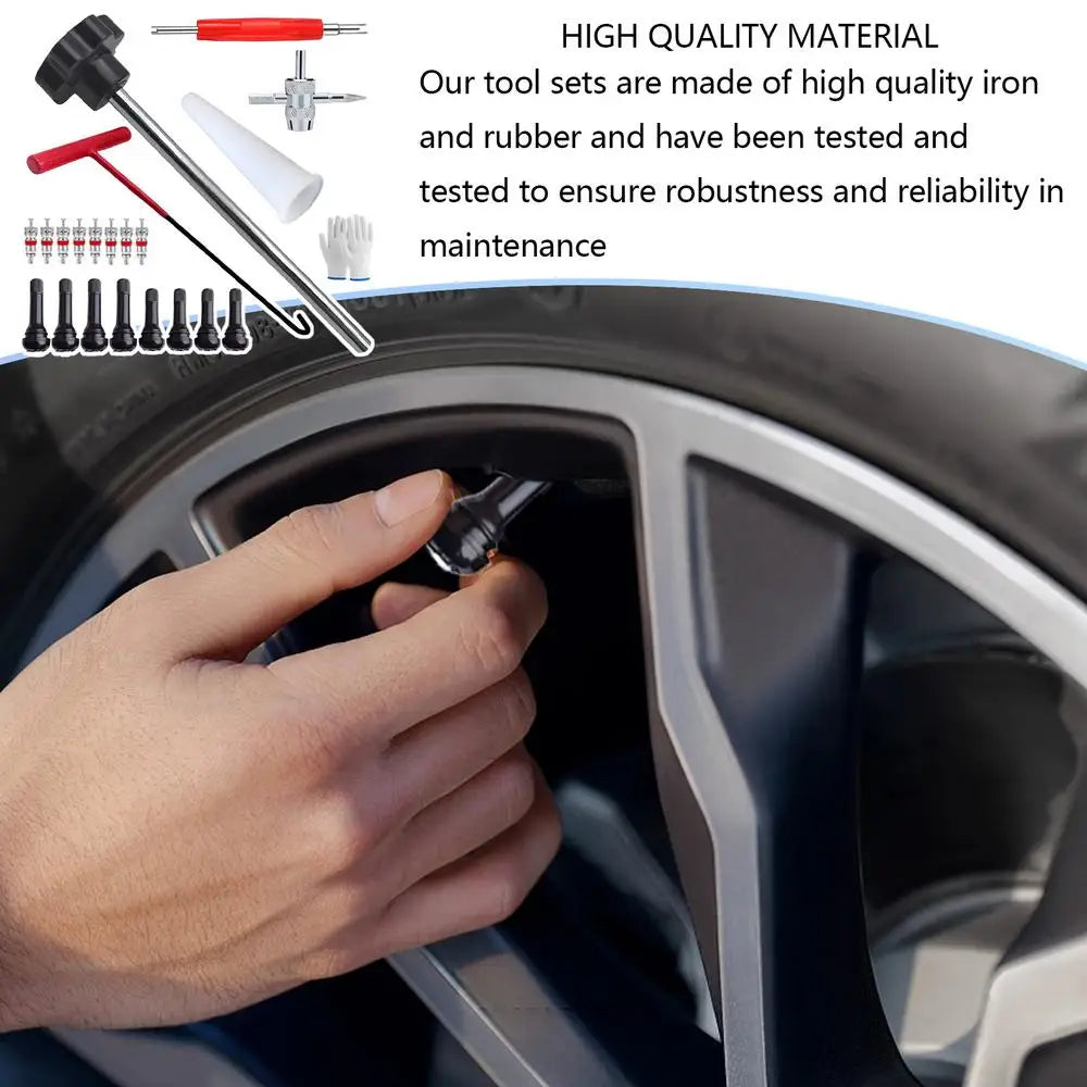 Quick-Change Tire Valve Tool Kit | Stem Install Set | Cars & Bikes