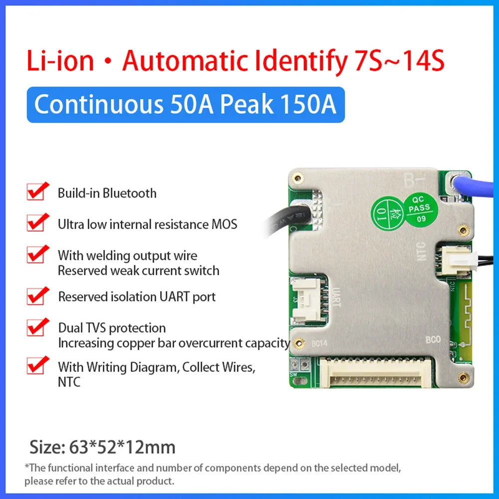 JBD Smart BMS | Bluetooth, 7S-14S | 40A/50A