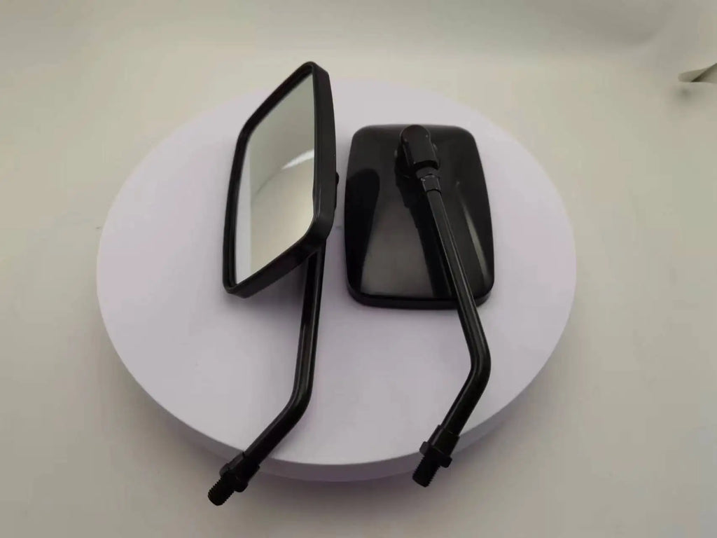 Motorcycle Rearview Mirrors (Pair) | Black Rectangle, 10mm | Scooter & ATV