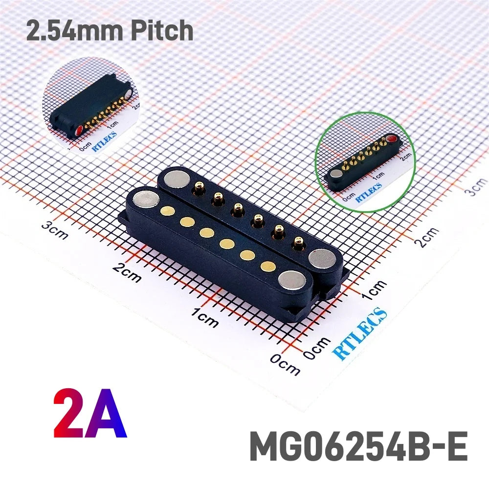 2A DC Magnetic Pogo Pin Connector 2Pin 3Pin 4 5 6 7 8 9 Pin Pogopin Male Female spacing 2.5/2.80mm Spring Loaded DC Power Socket