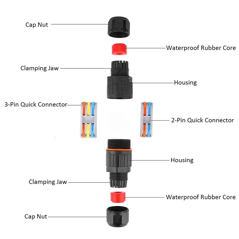 IP68 Waterproof Wire Connector | 2/3-Pin | Quick Connect