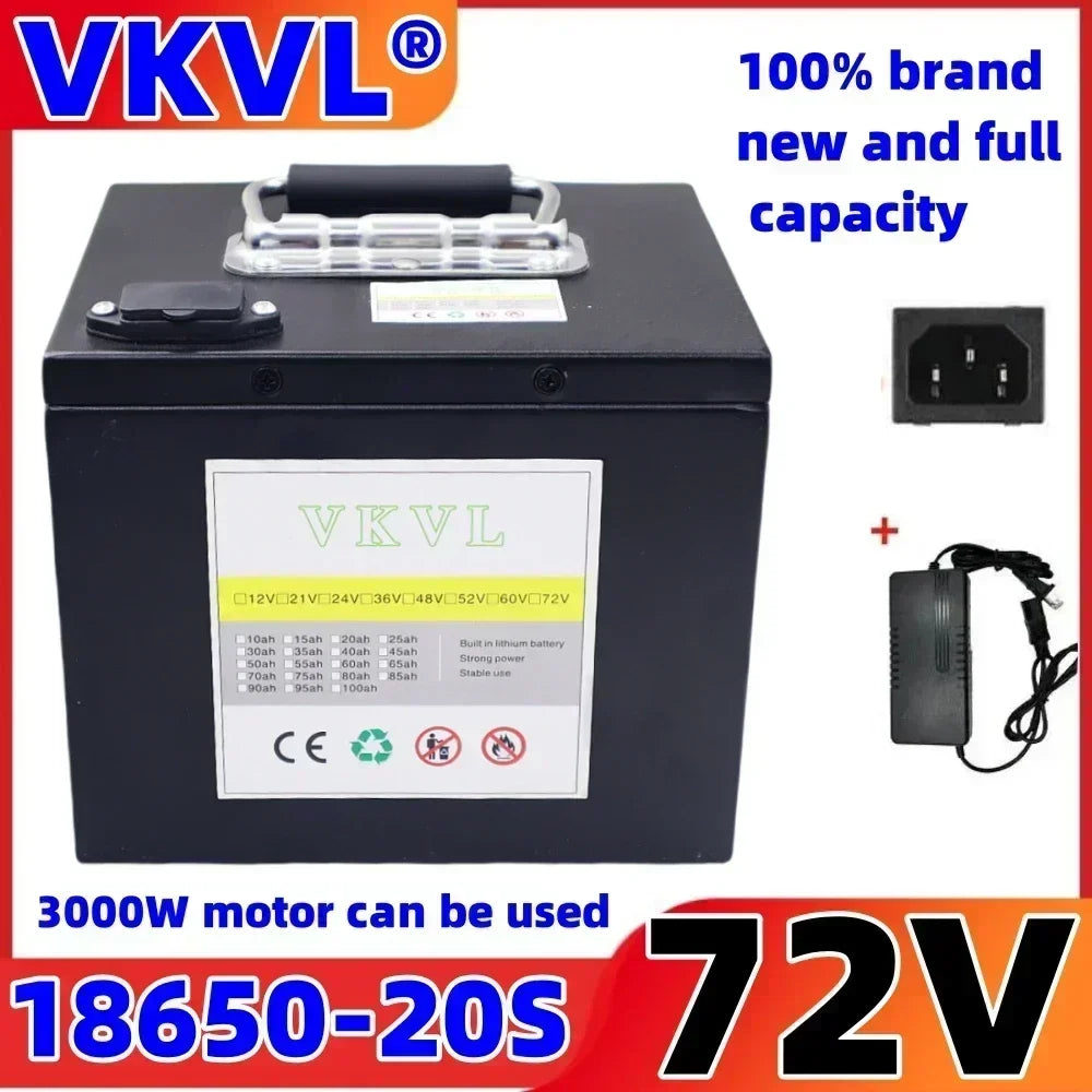 72V 18650 Lithium Battery Pack | 20–40Ah | 250–2000W Motor Fit