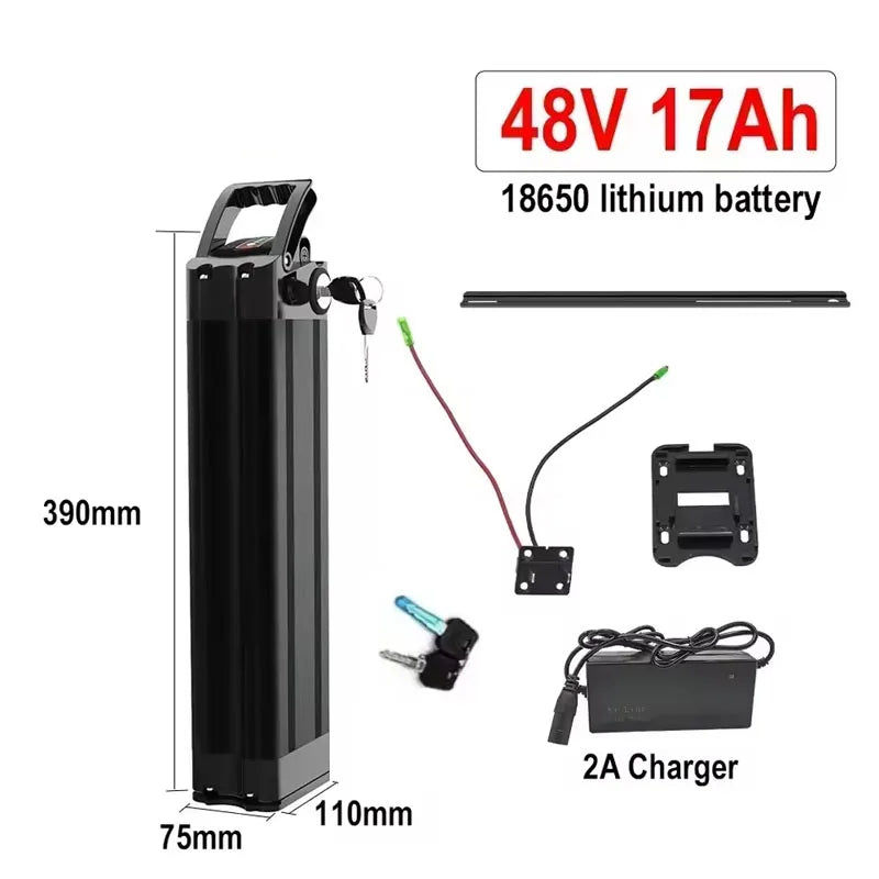 Batterie de vélo pliante 48V 36V  20ah 17ah 10ah Bms intégré pour Silverfish 250W-1000W, Kit moteur Bafang avec chargeur 2A