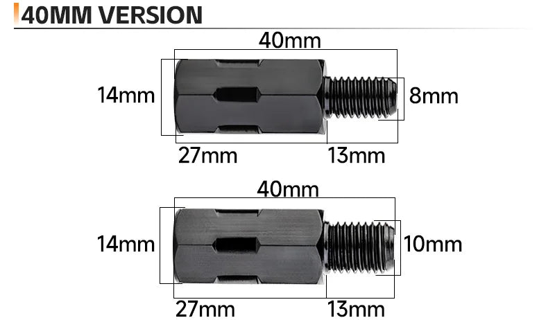 Mirror Extension Adapters | M8/M10, Left & Right Thread | Motorcycles