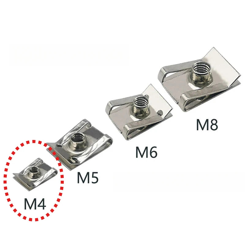 Stainless Steel U-Type Clips | M4–M8 Reed Nuts | Car, Motorcycle & Scooter