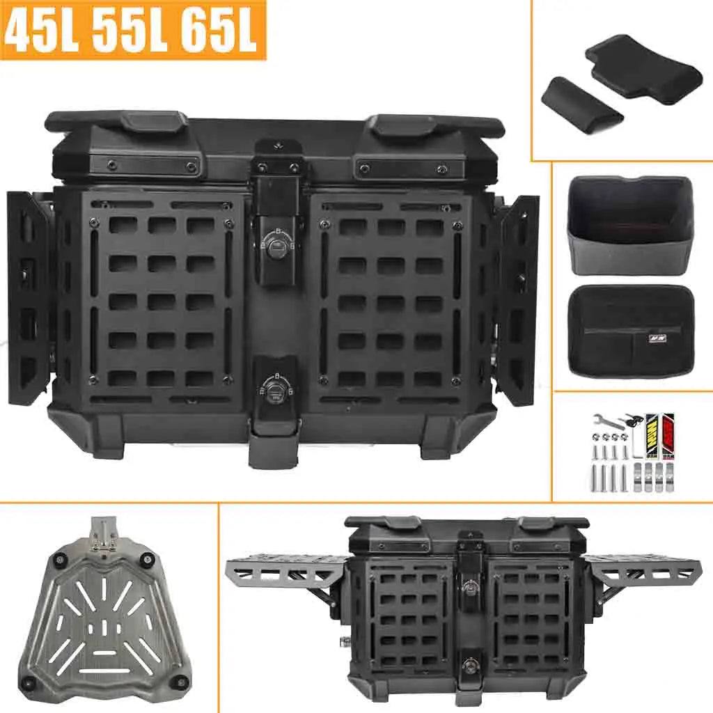 Aluminum Top Box 45L | Waterproof Trunk | Universal Moto Fit