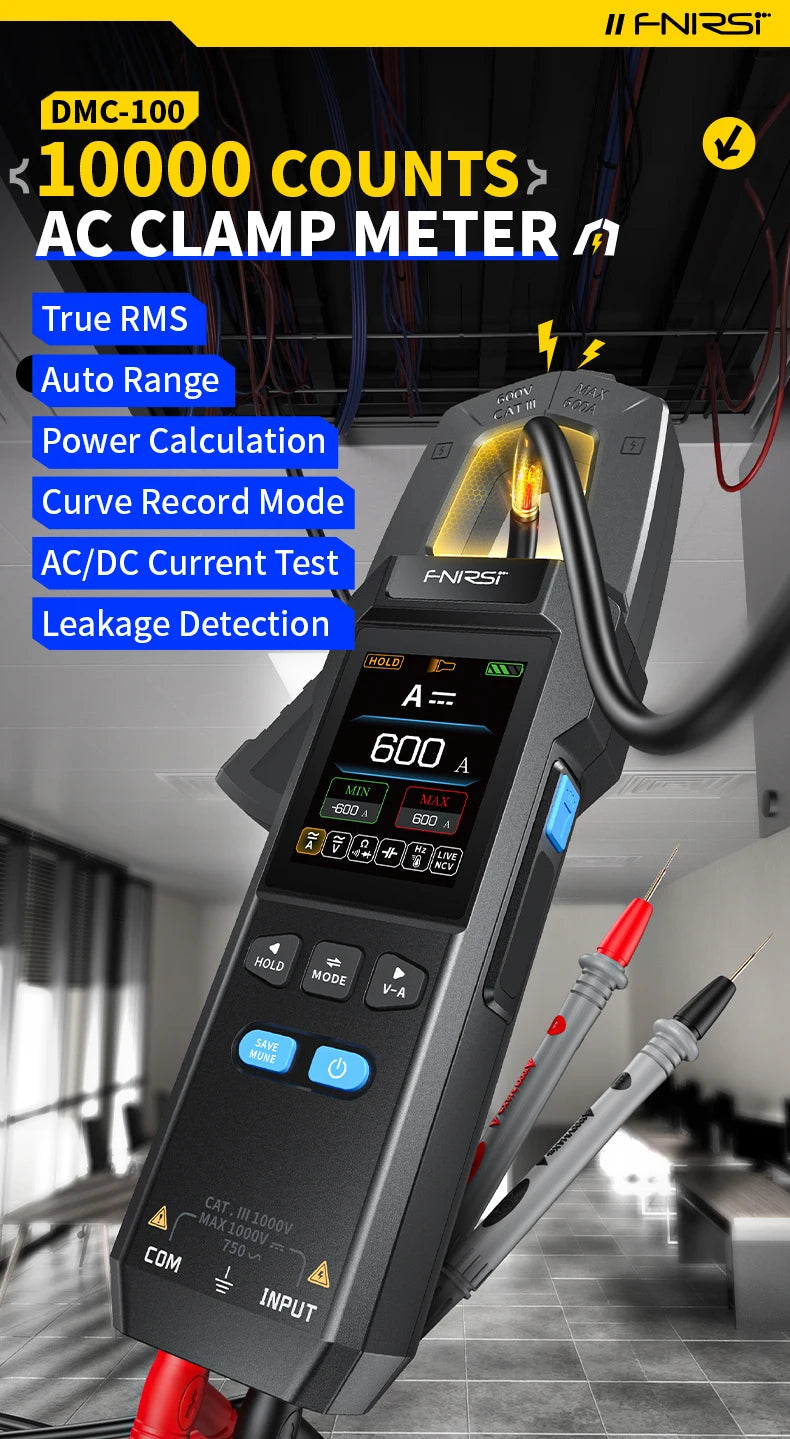 FNIRSI DMC-100 Clamp Meter | 600A AC/DC | NCV