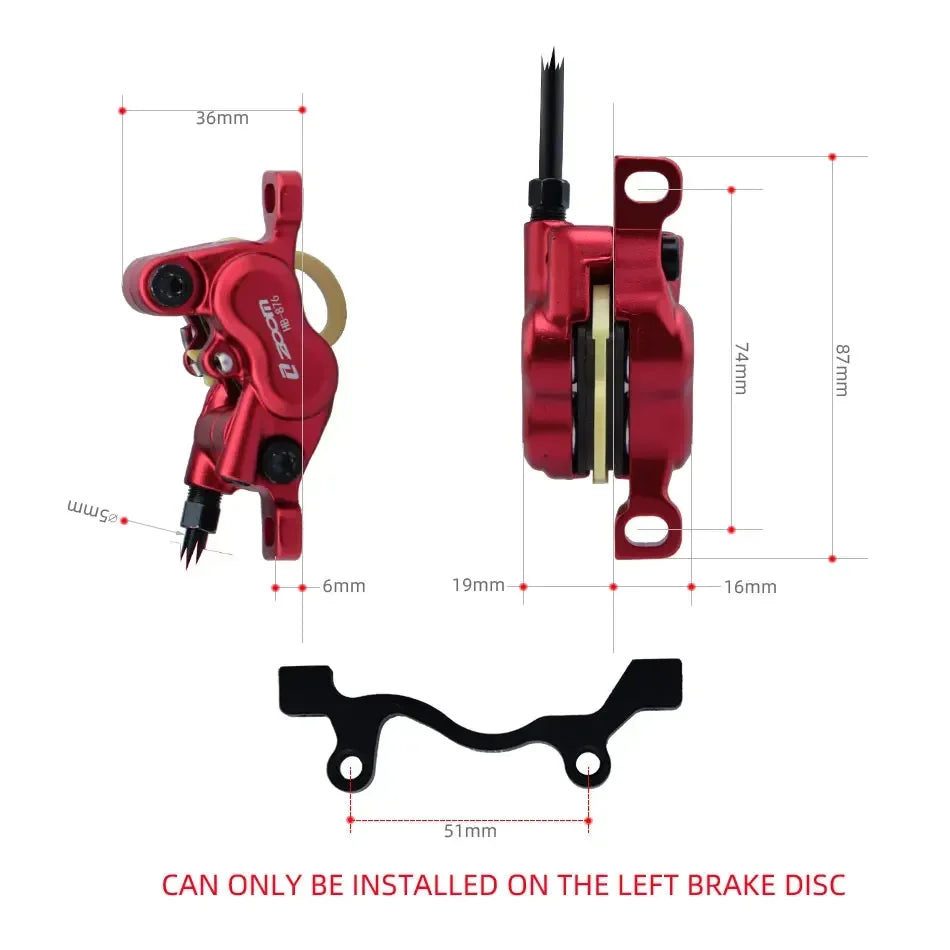 ZOOM HB-876E 4-Piston Hydraulic Disc Brake | Motor Cut-Off | 160/180/203mm