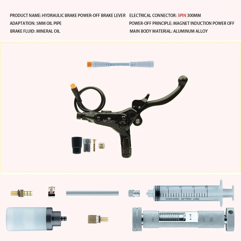 NFOX B015 Hydraulic Brake Lever | Parking Lock & Motor Cut-Off | E-Scooter & E-Bike