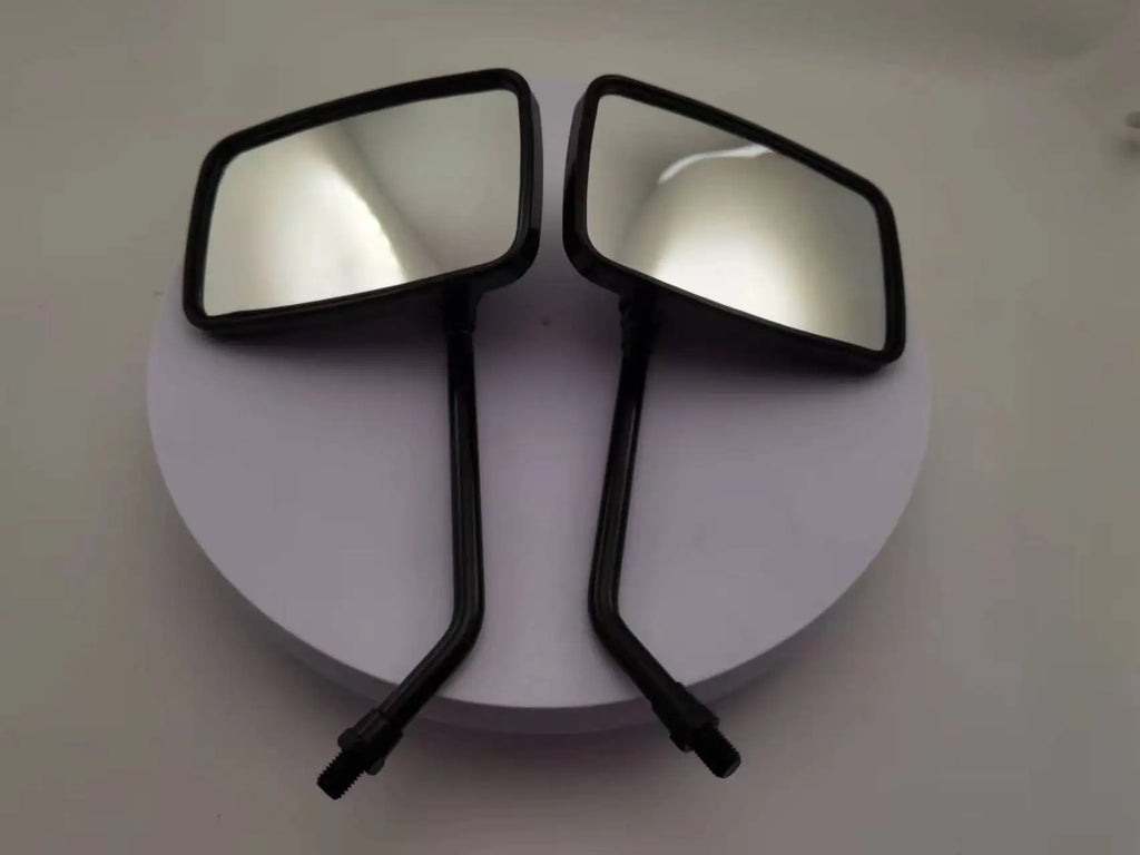 Motorcycle Rearview Mirrors (Pair) | Black Rectangle, 10mm | Scooter & ATV