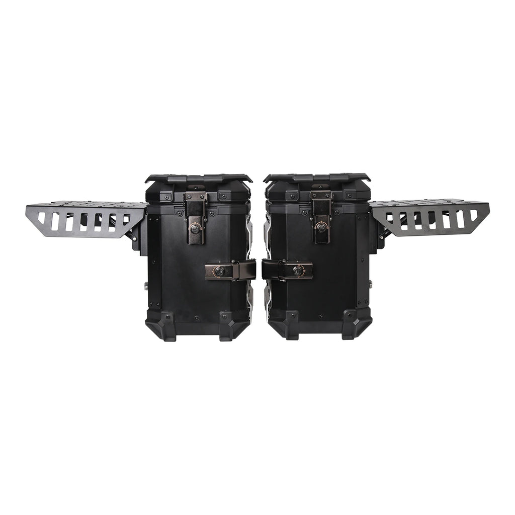 38L Folding Motorcycle Side Boxes | Aluminum Alloy | Quick-Release Pair