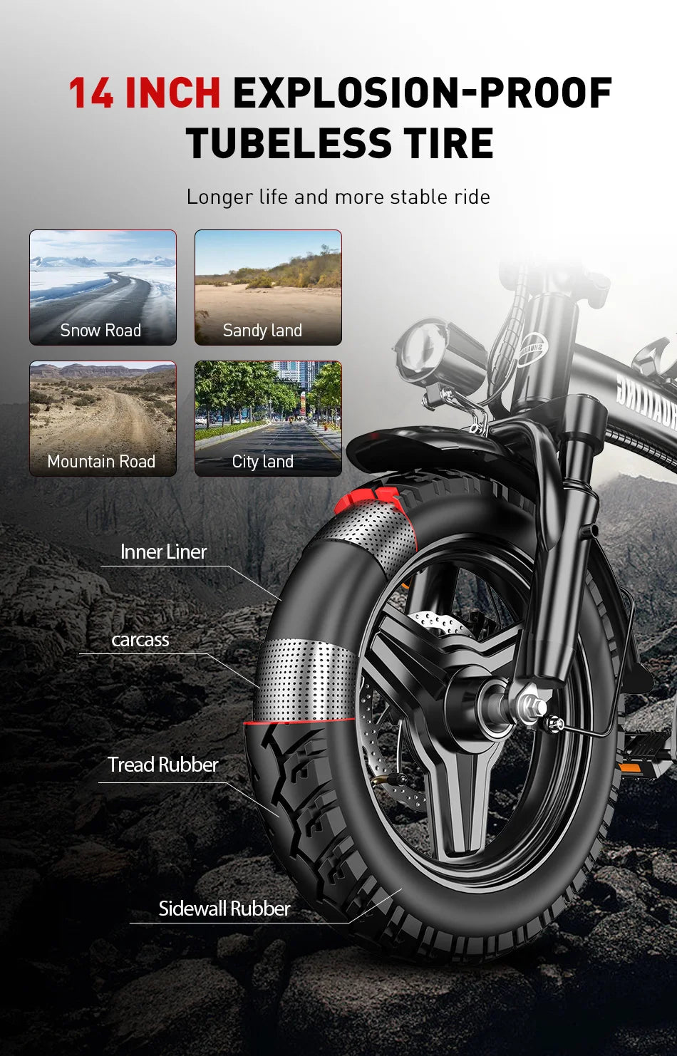 14in Folding E-Bike | 48V 400W Up to 40 km/h | Mini City Commuter