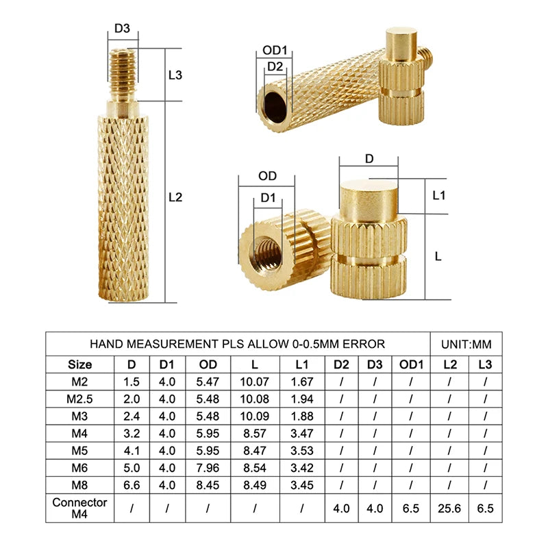 Brass Insert Nut Kit | M2–M4 Heat-Set | 3D Printer Accessory