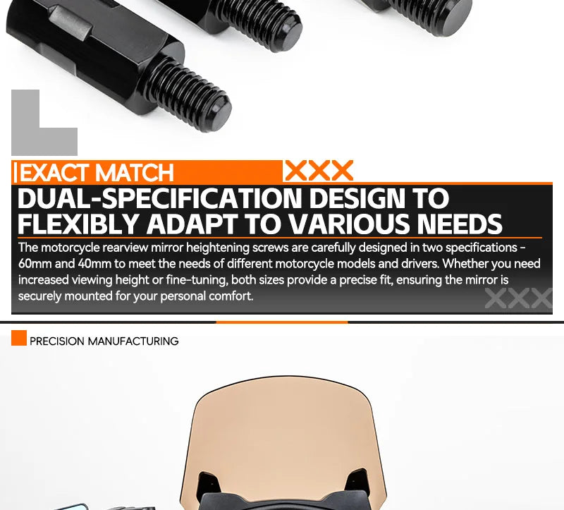Mirror Extension Adapters | M8/M10, Left & Right Thread | Motorcycles