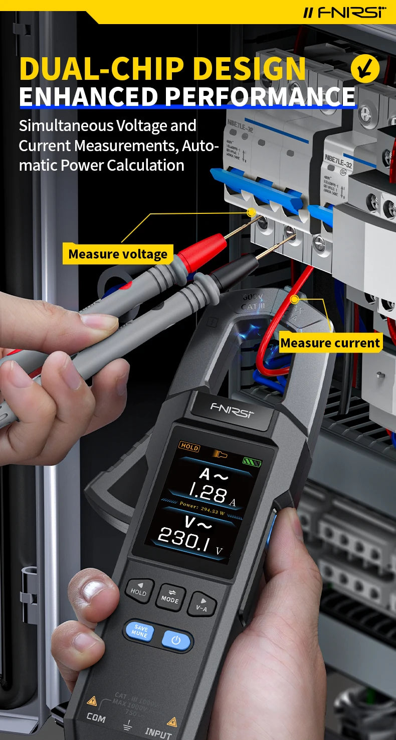 FNIRSI DMC-100 Clamp Meter | 600A AC/DC | NCV