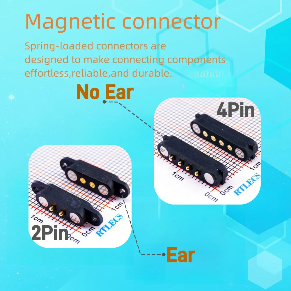 2A DC Magnetic Pogo Pin Connector 2Pin 3Pin 4 5 6 7 8 9 Pin Pogopin Male Female spacing 2.5/2.80mm Spring Loaded DC Power Socket