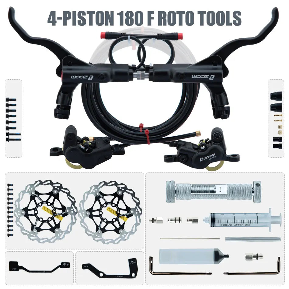 ZOOM HB-876E 4-Piston Hydraulic Disc Brake | Motor Cut-Off | 160/180/203mm