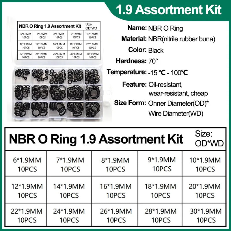 NBR O-Ring Assortment Kit | Nitrile Rubber Seals | Auto & Home