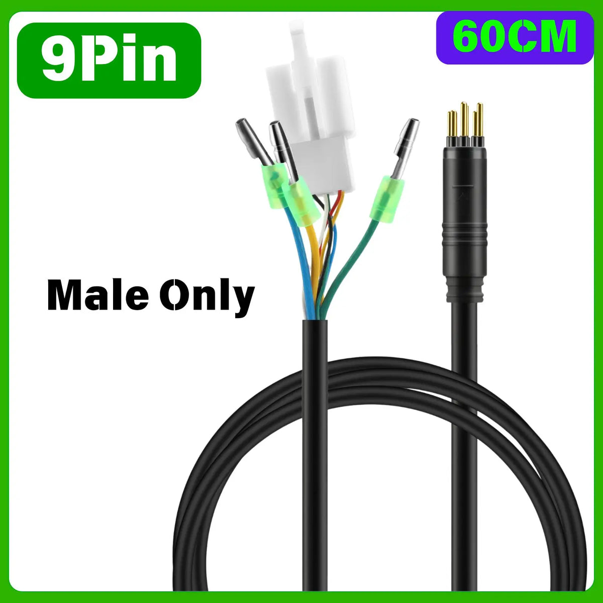 9 Pin Electric Bike Motor Cable, Wheel Motor Extension Cable for E Bike - Female to Male Wire, Electric Bike Accessory