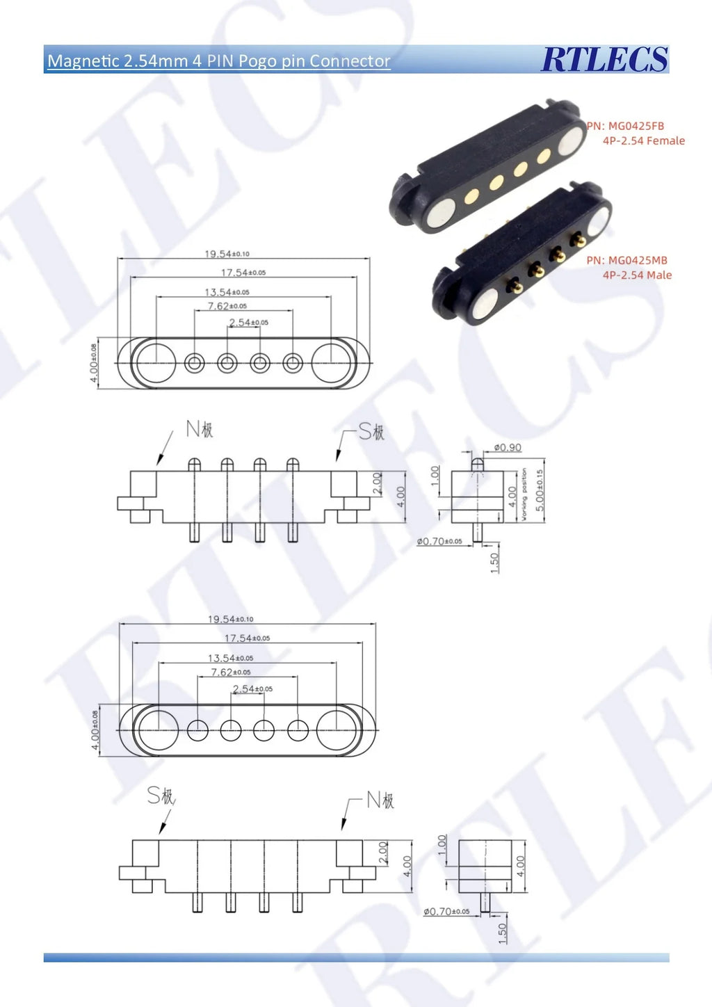2A DC Magnetic Pogo Pin Connector 2Pin 3Pin 4 5 6 7 8 9 Pin Pogopin Male Female spacing 2.5/2.80mm Spring Loaded DC Power Socket