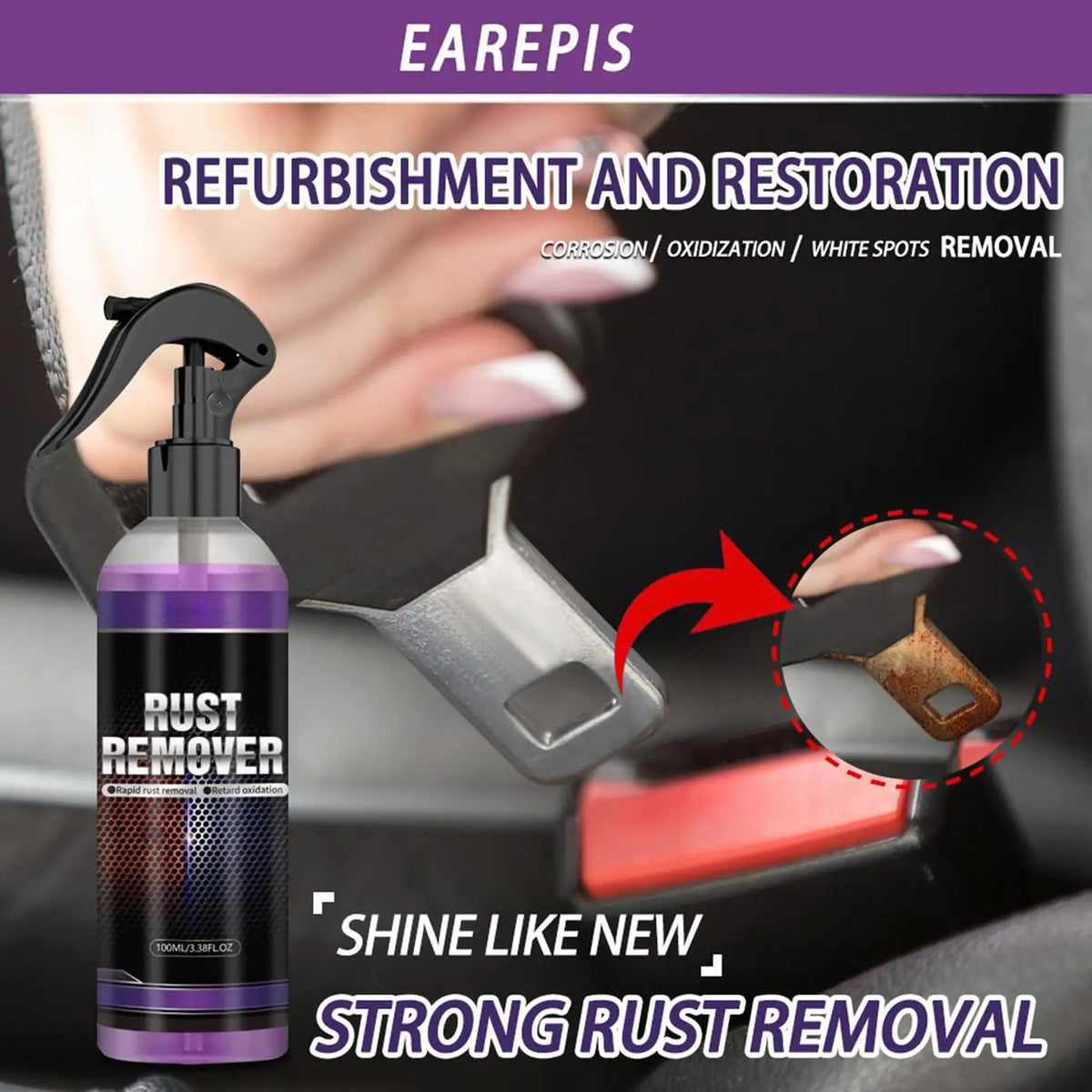 100ml Removal Cleaning Spray Rust Remover For Metal Rust Removal Spray for Beginners Family Automotive Interior Truck SUVs