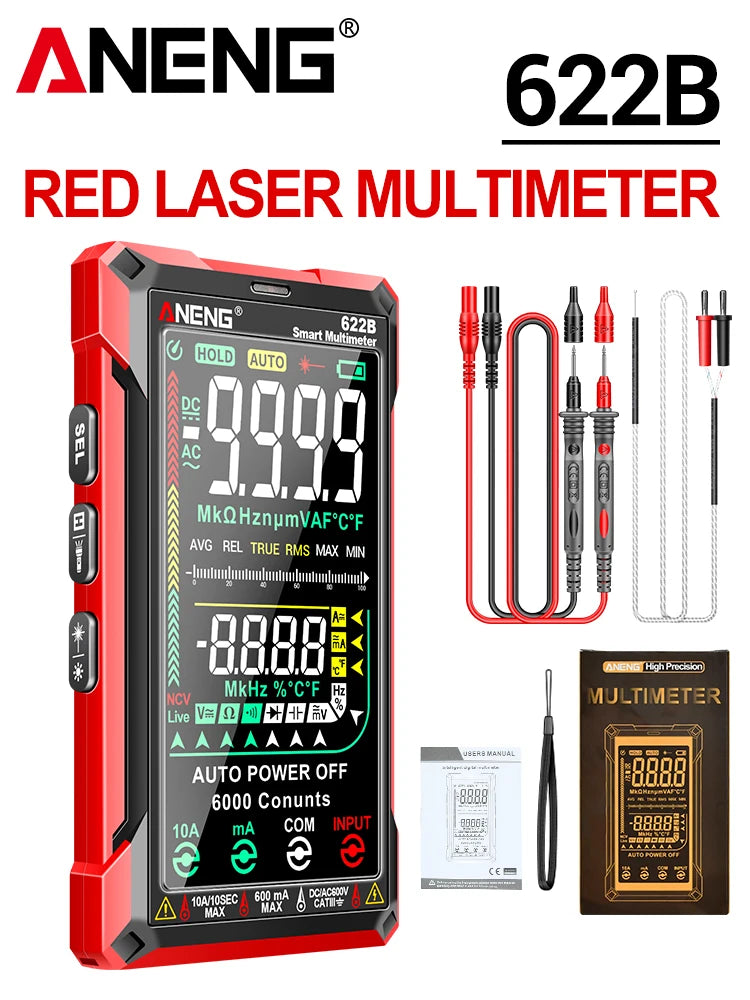 ANENG 622B Multimeter | 9999 Counts | Laser & NCV