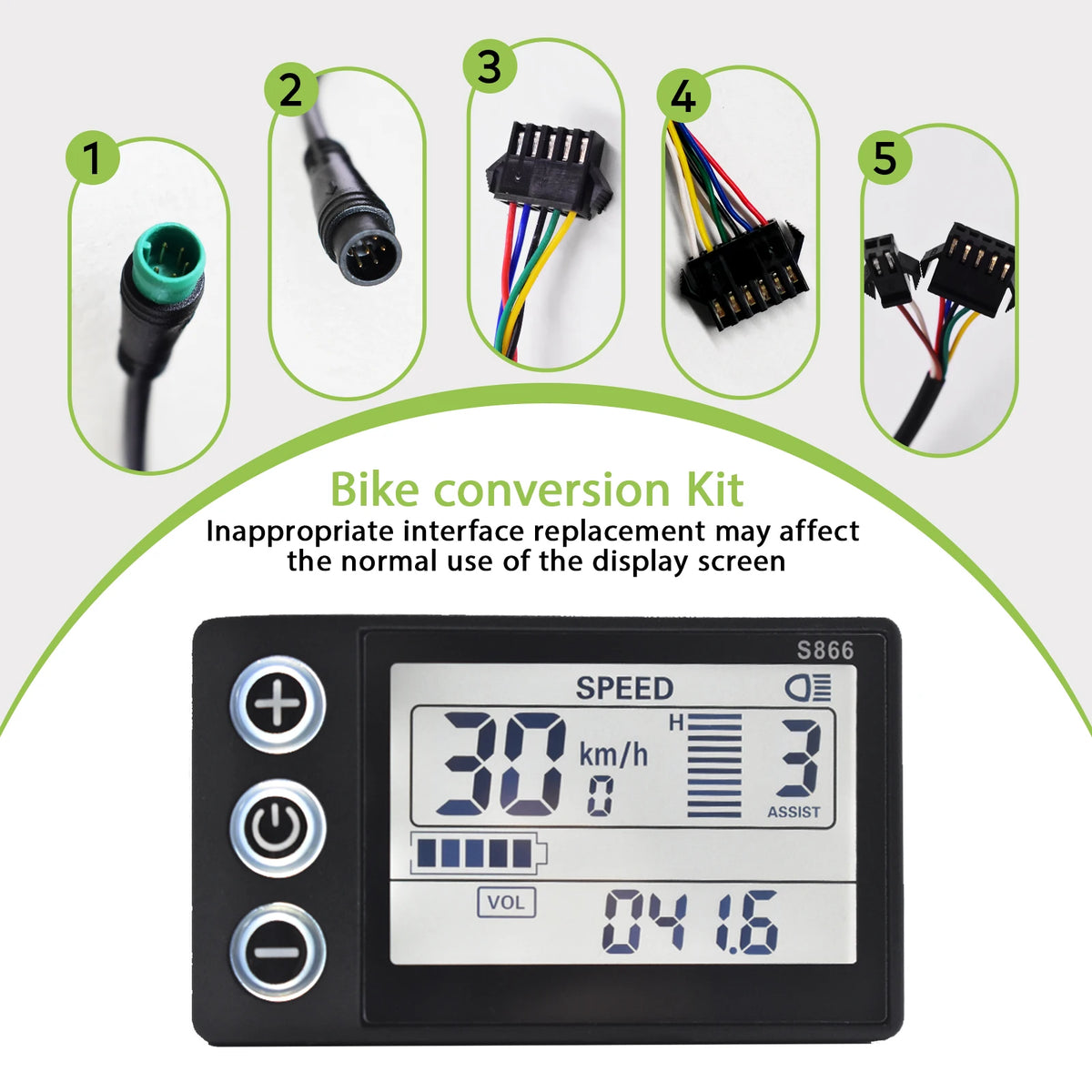 S866 E-Bike Display | LCD | 24-60V Speedometer