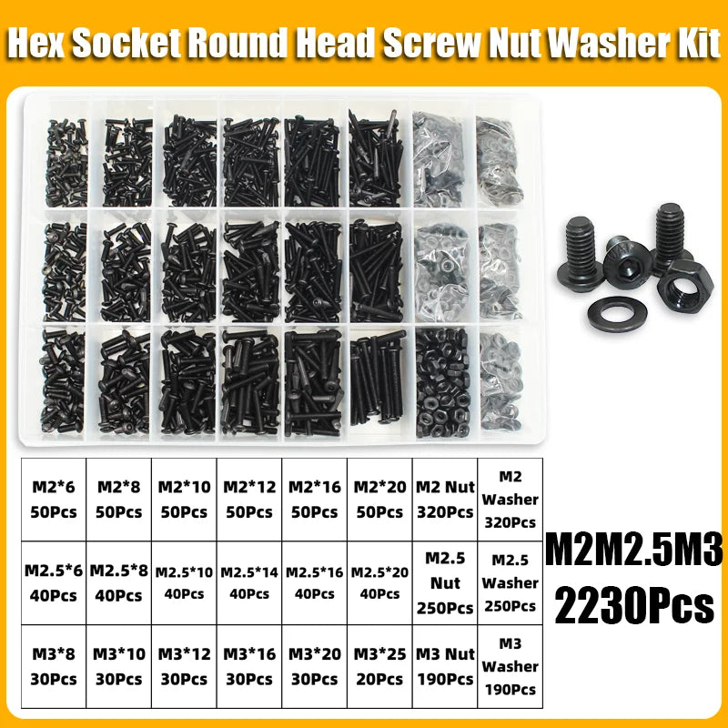 Screw & Nut Assortment Kit | M2-M6 10.9 Grade | Hex Socket