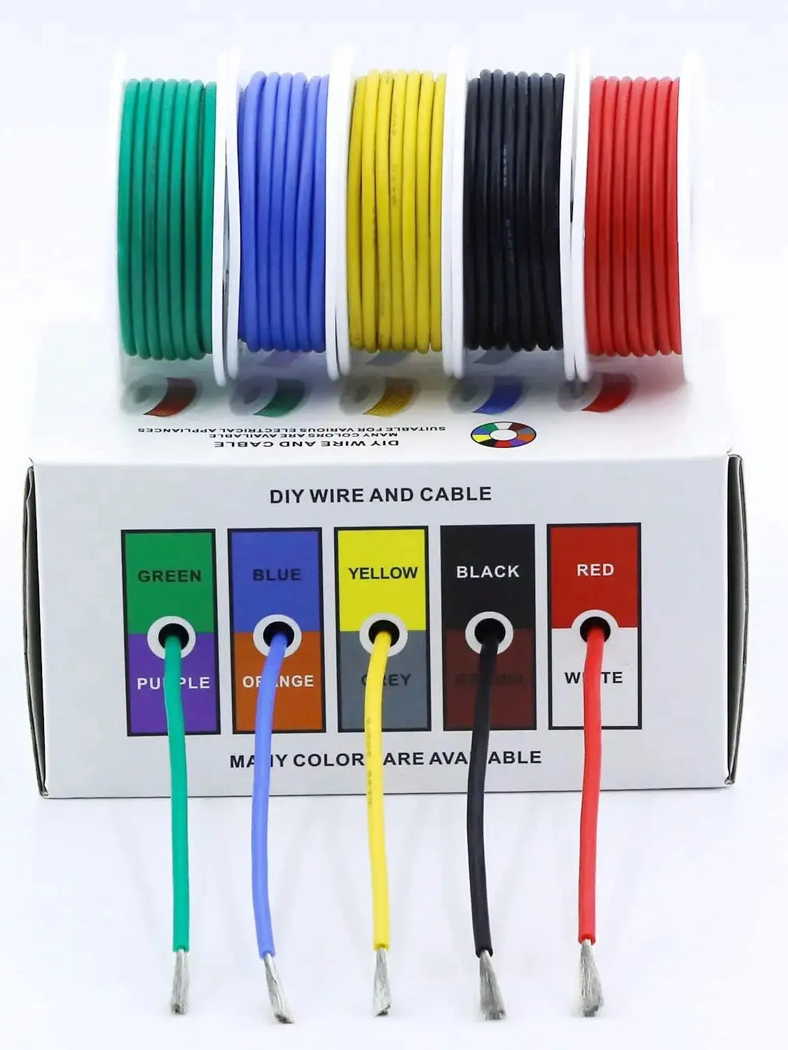 30AWG Wire Flex Silicone 30 Gauge Stranded Tinned Copper Wire, OD: 0.8mm, 5 Colors 32.8ft/10m, Electrical Connection Wire Kit