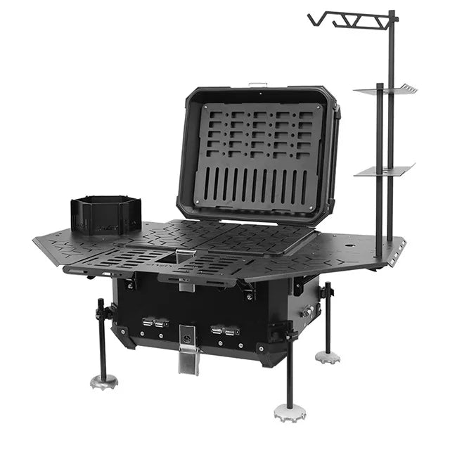 Multi-functional Aluminum Alloy Armored Tail Box - Portable Outdoor Camping Table, Durable Storage Case for Travel & Adventure
