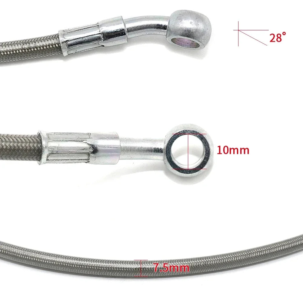 Braided Hydraulic Brake Hose | 10mm Banjo, 28-Degree Fitting | Universal Motorcycle Racing Line