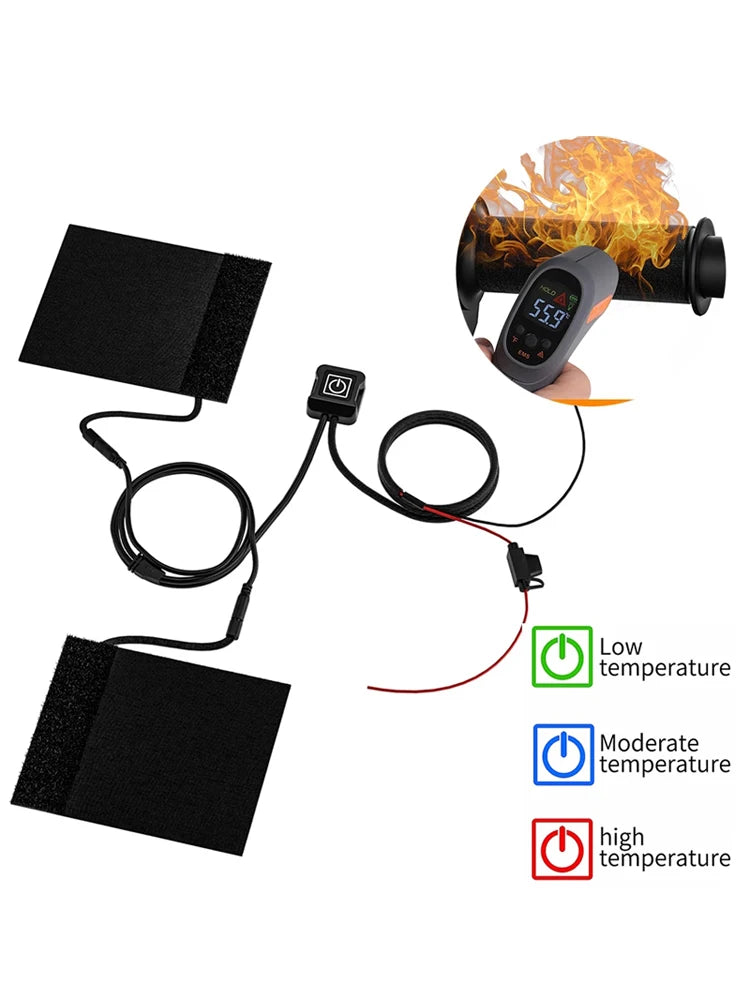 12V Heated Handlebar Grips | 3 Heat Settings | Moto/E-Bike/ATV