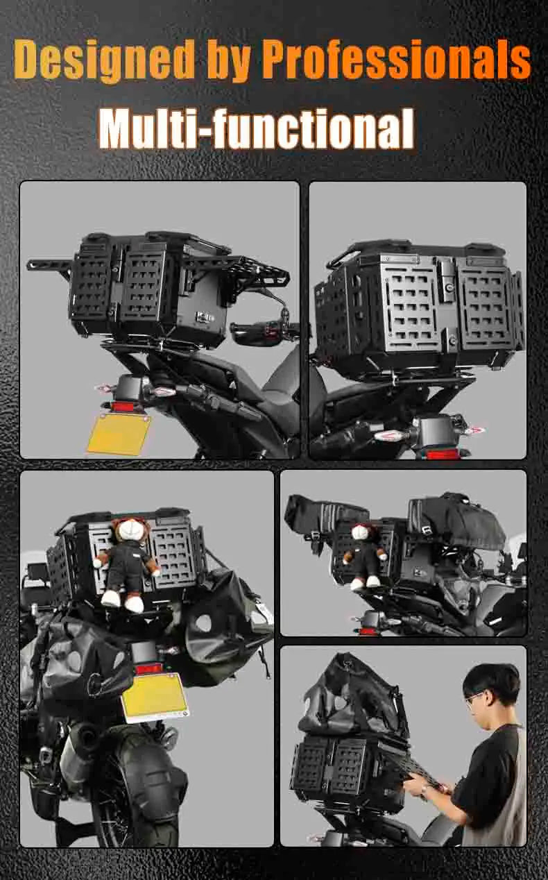 Aluminum Top Box 45L | Waterproof Trunk | Universal Moto Fit