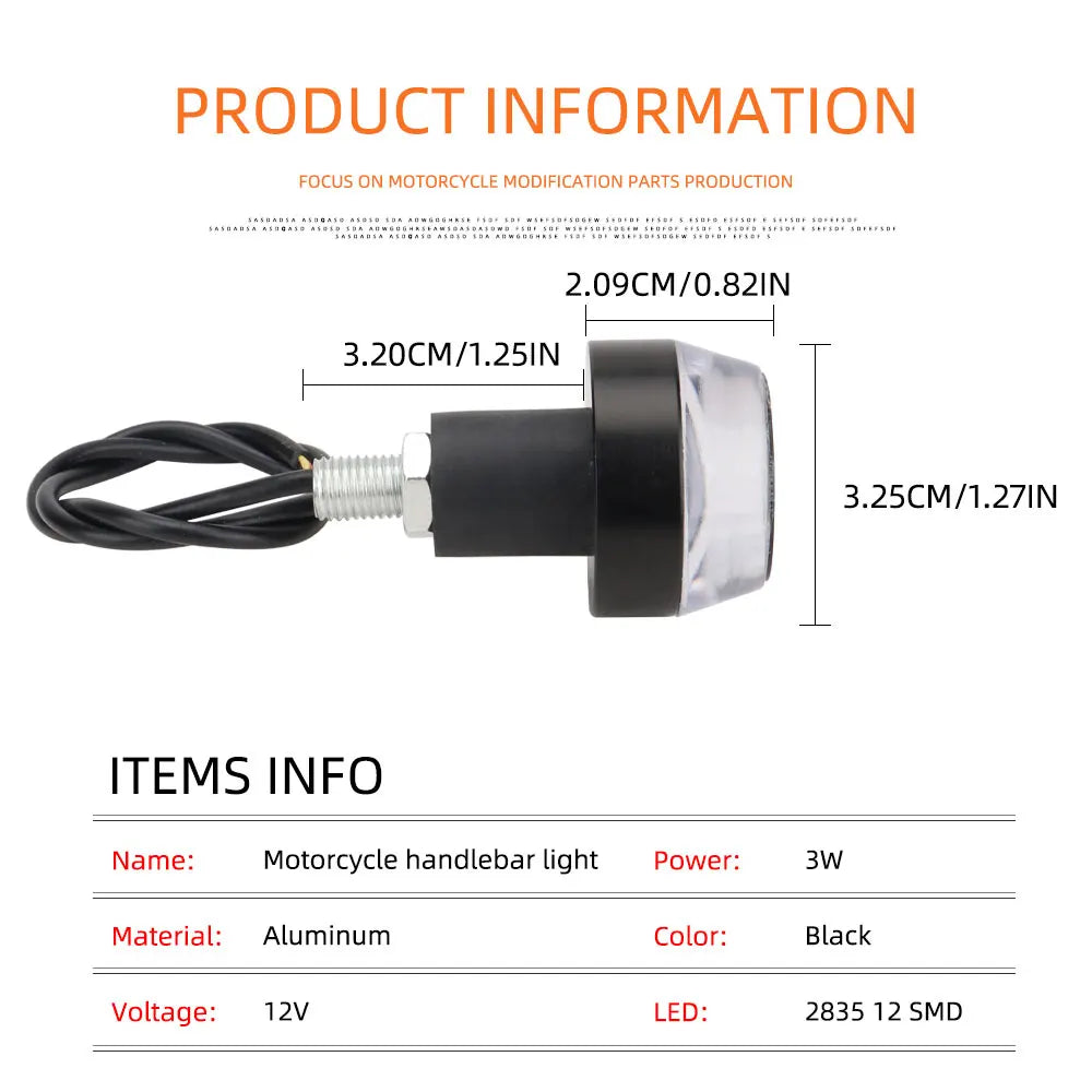 LED Bar-End Turn Signals | 12V Handlebar Indicators | Pair