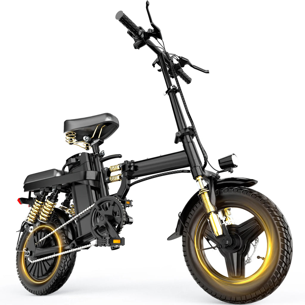 14-Inch Folding Electric Bicycle | 500W Motor, 48V 10.4Ah Lithium Battery | Portable City E-Bike