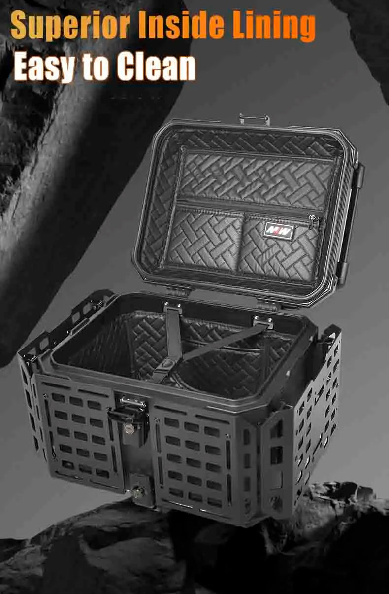 Aluminum Top Box 45L | Waterproof Trunk | Universal Moto Fit