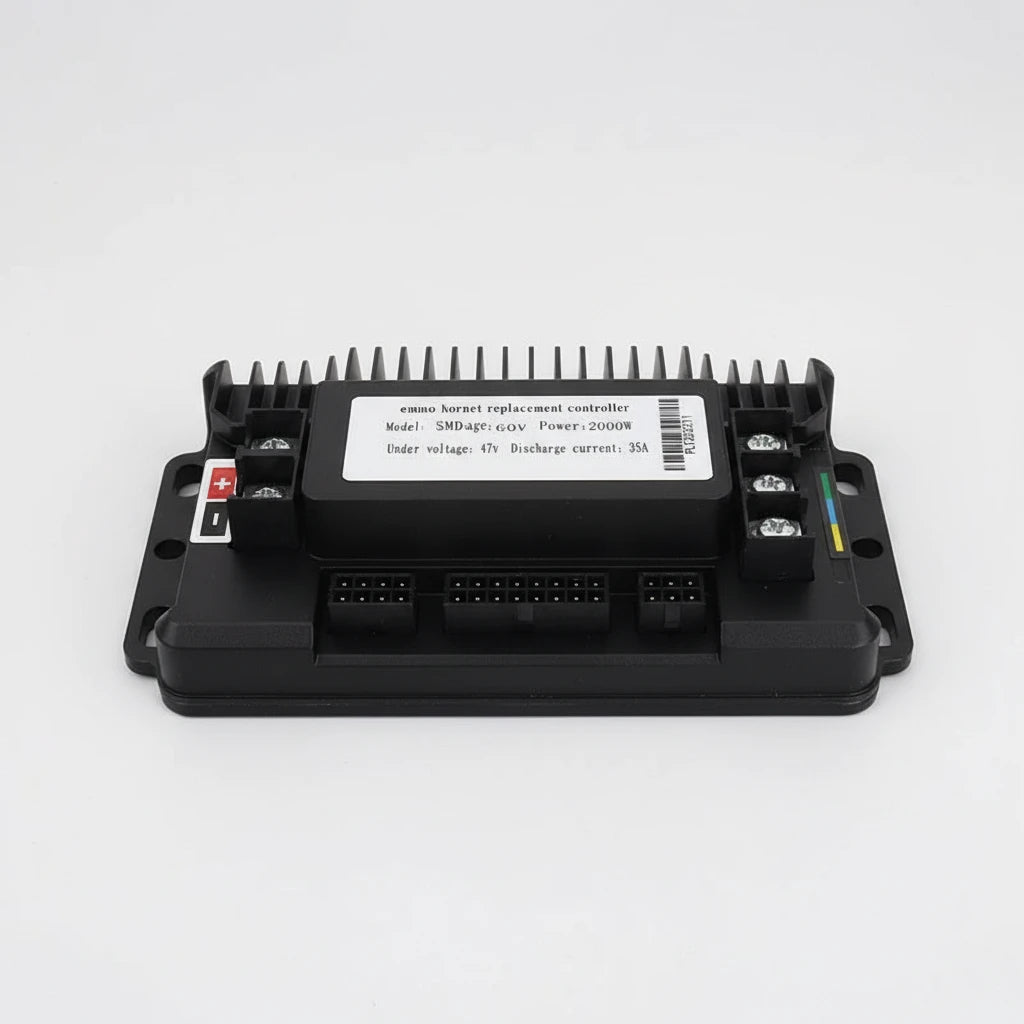 Power electronic module with specifications on a white background