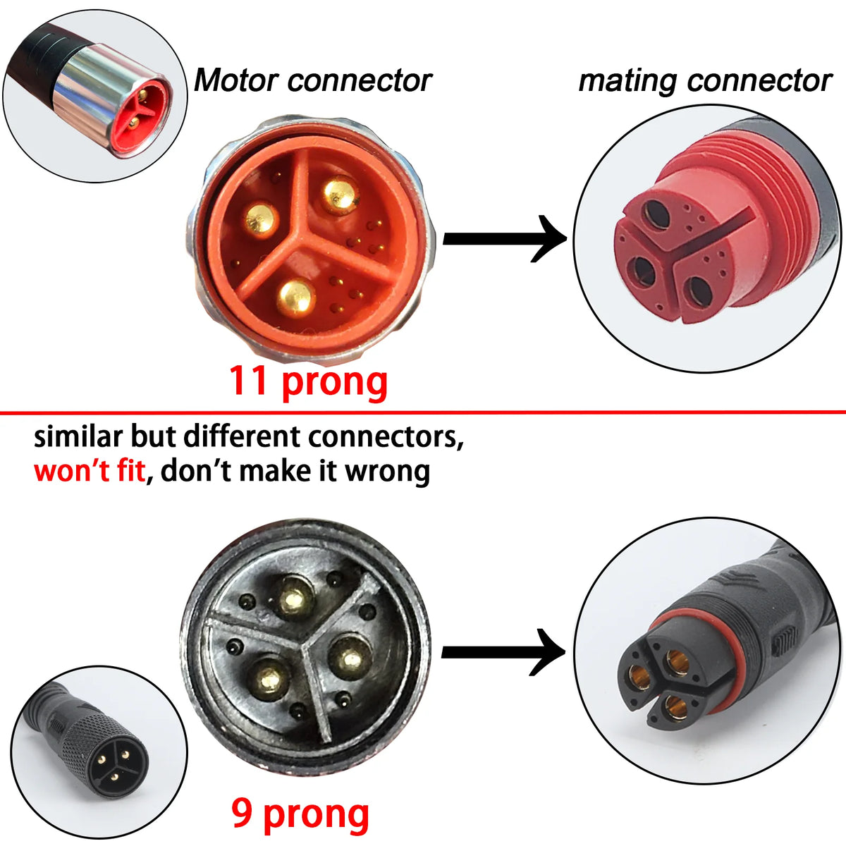 Hub Motor Cable Adapter, Z916 Male to L1121 Female Connector for BAFANG E-Bike System Motor Replacement