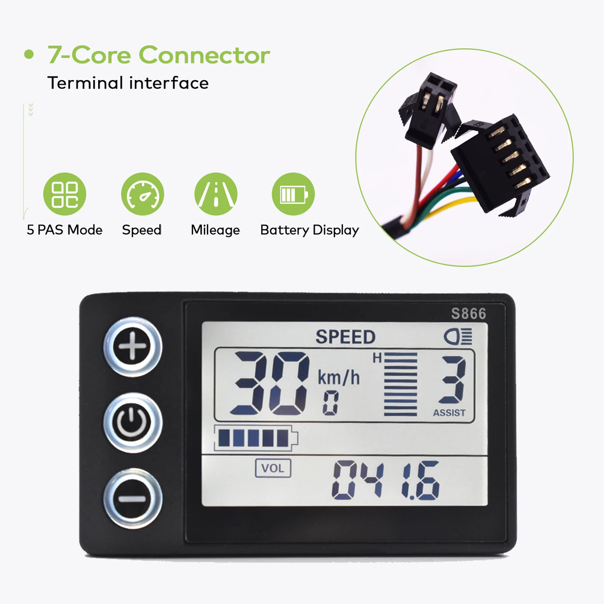 S866 E-Bike Display | LCD | 24-60V Speedometer