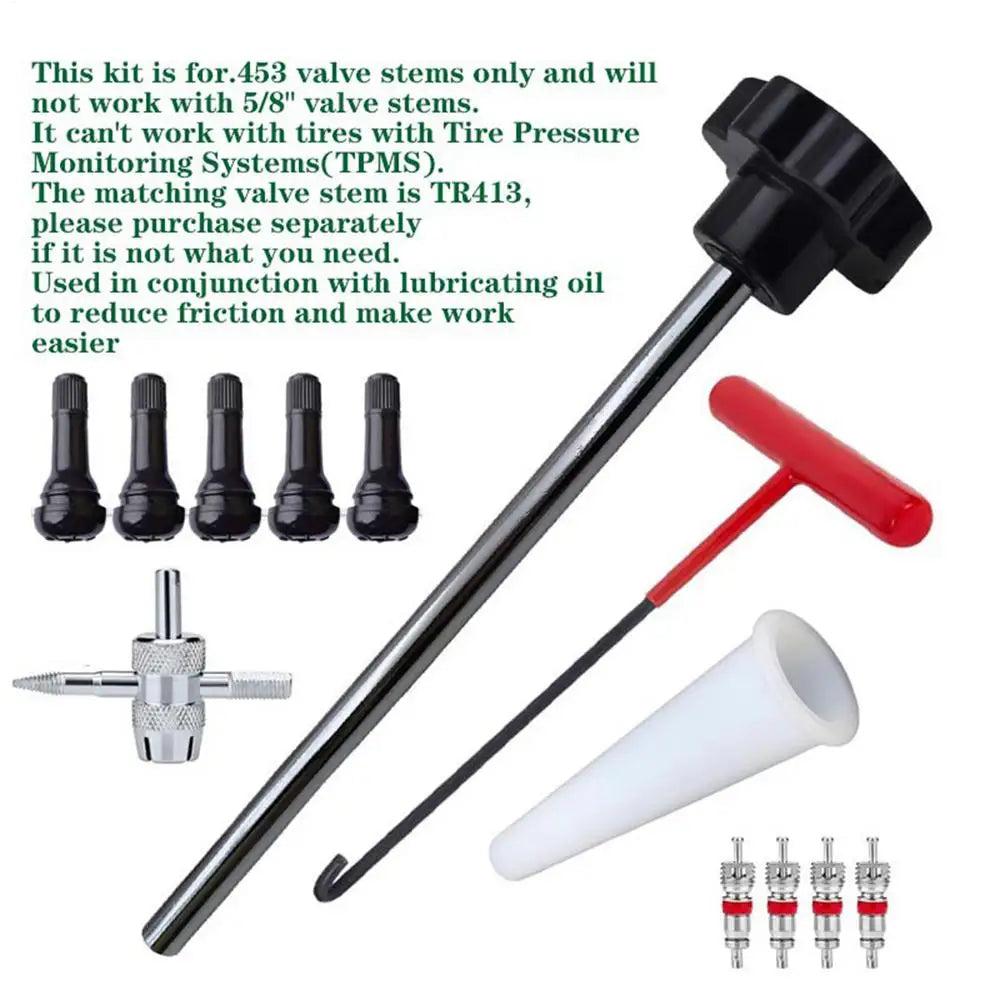 Quick-Change Tire Valve Tool Kit | Stem Install Set | Cars & Bikes
