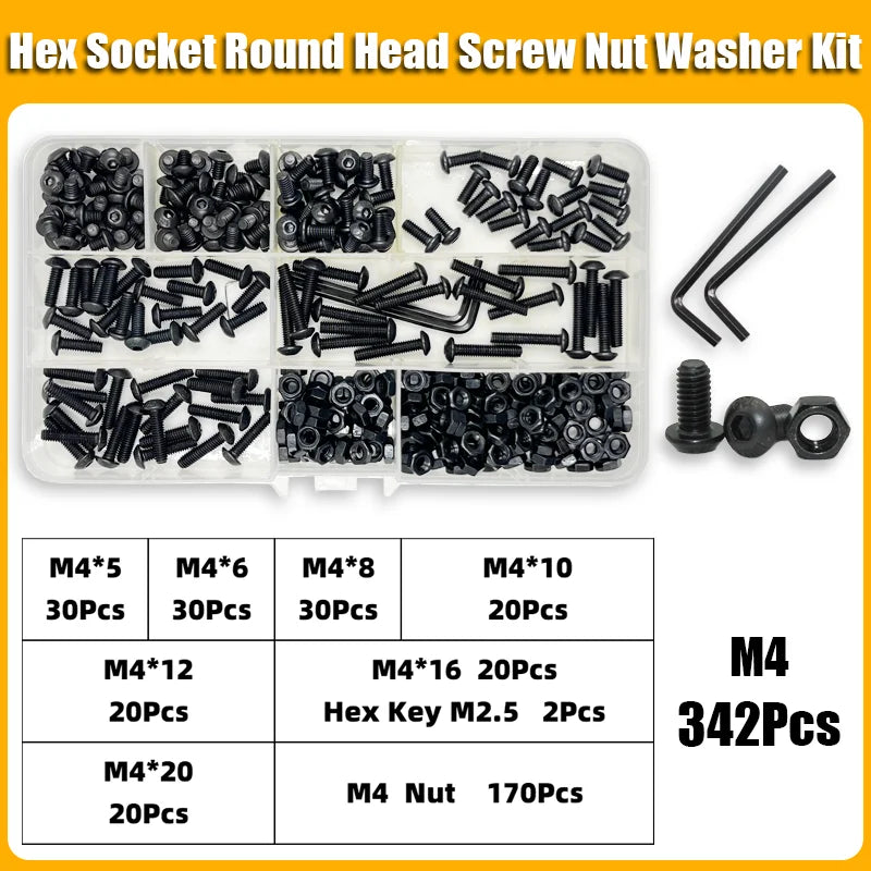 Screw & Nut Assortment Kit | M2-M6 10.9 Grade | Hex Socket
